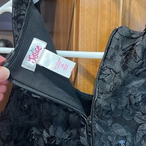 Justice girls black flower dress and matching sweater